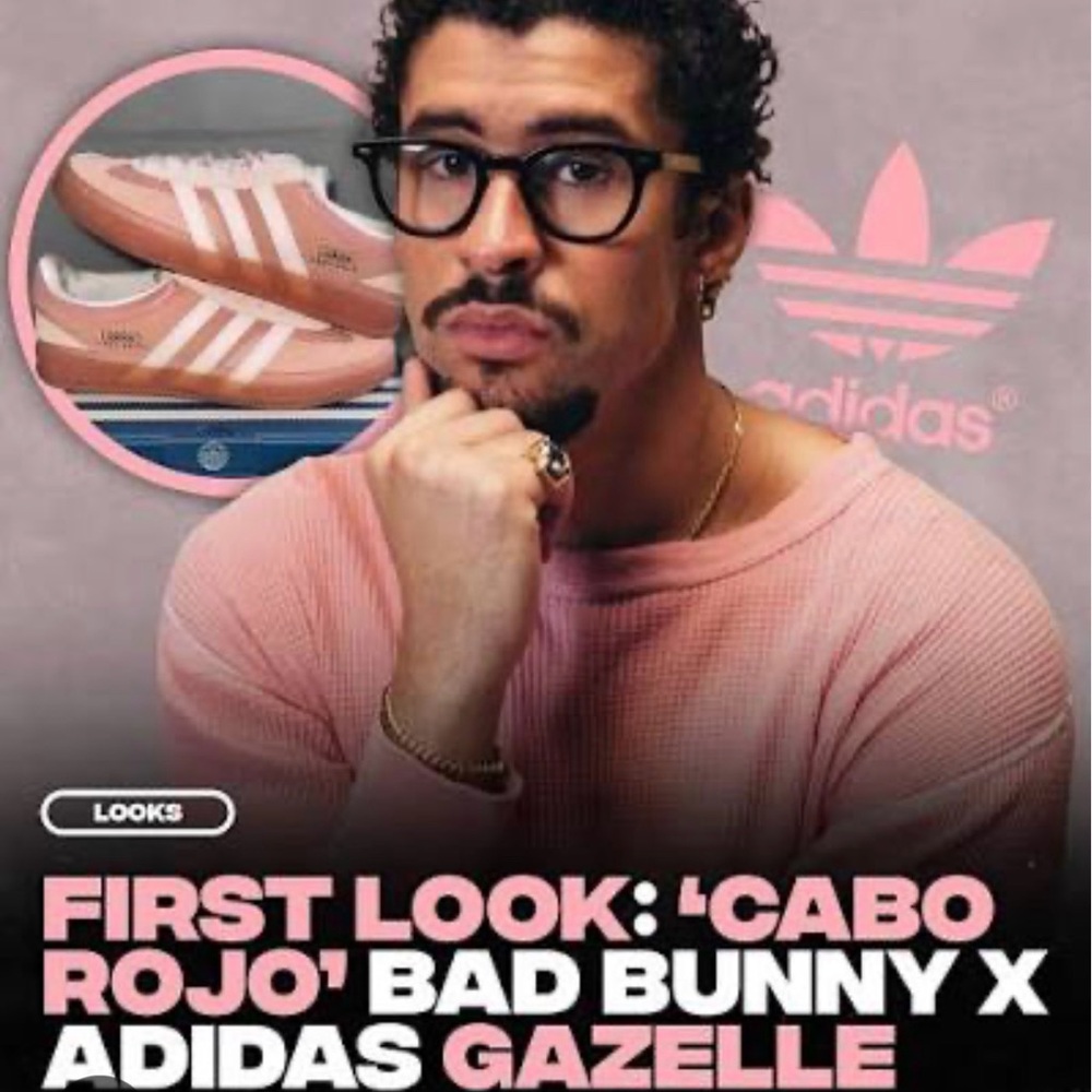 * AUTHENTIC * Adidas Gazelle Bad Bunny Cabo Rojo Limited Edition + Pink White 7W